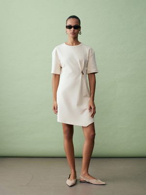 Dilvin 91573 Aksesuar Detaylı Mini Elbise-Taş