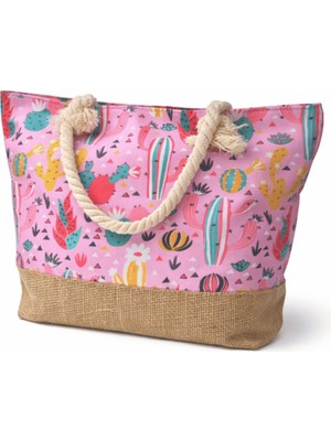 Onymino Kadın Plaj Çantası 28 Lt Jüt Tabanlı Fermuarlı Içi Astarlı Cepli Yumuşak Saplı