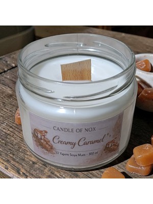 Karamel Kokulu Kavanoz (Kapaklı) Mum - %100 Doğal Soya Mumu Kokulu Mum 300ML