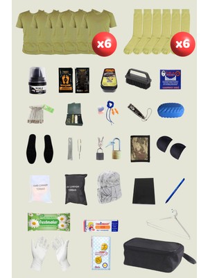 Outdoorun 6’lı Askerlik Seti Fanila Çorap ve 27 Parça Aksesuar - Temel ve Bedelli Askerlik Malzemeleri