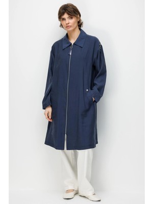 Micca %80 Doğal LyoCELL Dökümlü Soft Hissiyatlı Omuz Fermuar Detaylı Maxi Kap Ferace-Laci