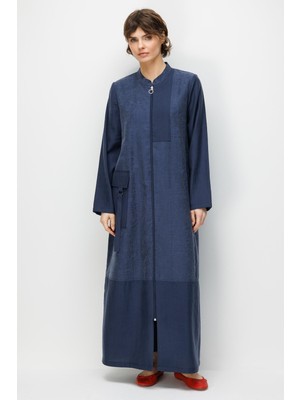 Micca %80 Doğal Lyocell Dökümlü Soft Hissiyatlı  Ara Desen Cep ve Garni Detaylı Kap Ferace-Laci