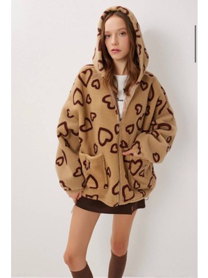 Fonna Fashion KBN-1221-BAYAN Peluş Mont-Kahve