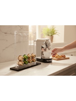 Acria Nespresso Uyumlu Çift Taraflı Kahve Kapsülü Tutucu Kapsül Organizeri ve Kahve Köşesi Düzenleyici Stand