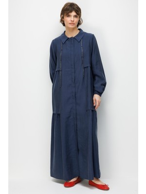 Micca %80 Doğal LyoCELL Dökümlü Soft Hissiyatlı Yaka Aksesuar Garni Detaylı Kap Ferace-Laci