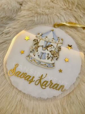 Pleksi Kapı Süsü Isme Özel / 30 Cm/ Atlı Karınca / Şeffaf