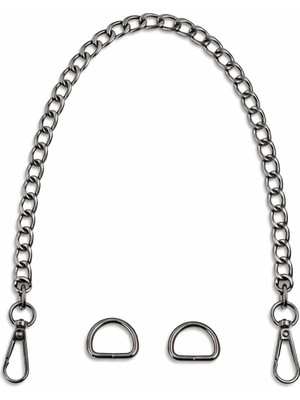 Nildenhobim Zincirli Çanta Sapı ve Çanta Ön Süsü – Antrasit Renk Aksesuarlı - 45 cm