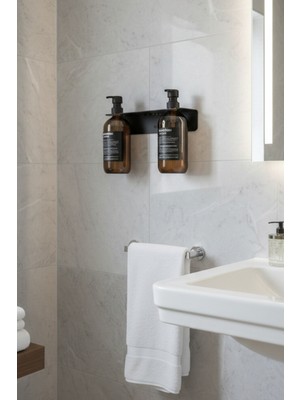 Grandmix Dekoratif Metal Banyo Rafı Minimalist Şampuan ve Sabunluk Tutucu