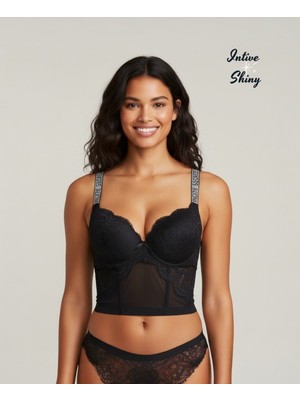 Intive Lingerie Intive 'vs Logolu' Premium Taşlı Askılı Balenli Double Push-Uplı Korse Detaylı Ithal Sütyen Büstiyer