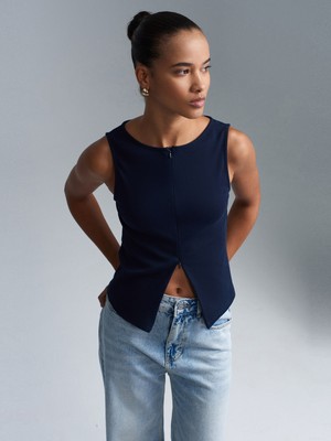 Dilvin 31764 Fermuar Detaylı Top-K.lacivert