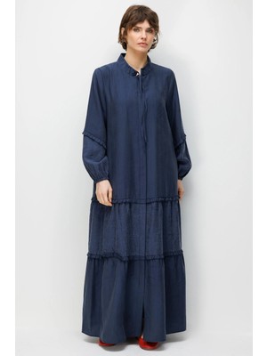 Micca %80 Doğal Lyocell Dökümlü Soft Hissiyatlı  Ara Desen Süslemeli Kap Ferace-Laci