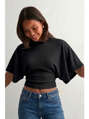 Şiir Wonsa Slim Fit Bele Oturan Geniş Kollu Doğal Viskon Karışımlı Dokulu Jakar Top & Kadın Bluz -