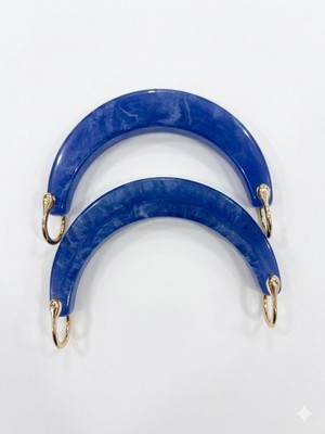 İğne İzi 13 cm Mermer Efektli Yarım Ay Çanta Sapı (Çift)