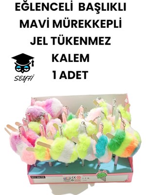 Seyfi Kırtasiye Eğlenceli Başlıklı Ince Uçlu Jel Tükenmez Kalem Mavi Mürekkep