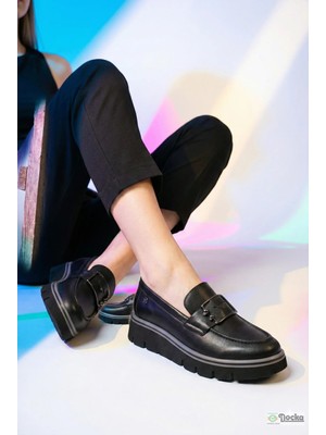 Mammamia Kadın Hakiki Deri Bağcıksız Ortopedik Mevsimlik Loafer Ayakkabı M27YA/3740