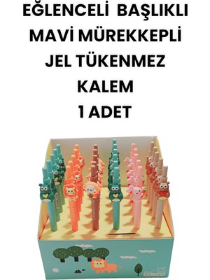 Seyfi Kırtasiye Eğlenceli Başlıklı Ince Uçlu Jel Tükenmez Kalem Mavi Mürekkep