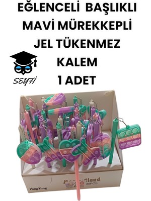 Seyfi Kırtasiye Eğlenceli Başlıklı Ince Uçlu Jel Tükenmez Kalem Mavi Mürekkep