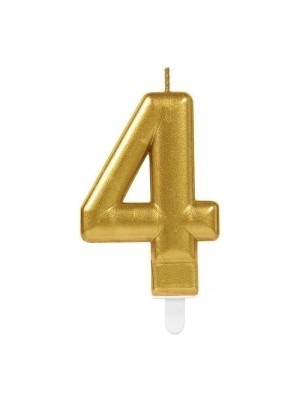 Çerçici 4 Rakam Mum Gold Renk