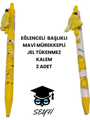 Seyfi Kırtasiye Eğlenceli Başlıklı Ince Uçlu Jel Tükenmez Kalem Mavi Mürekkep