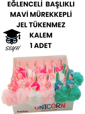 Seyfi Kırtasiye Eğlenceli Başlıklı Ince Uçlu Jel Tükenmez Kalem Mavi Mürekkep