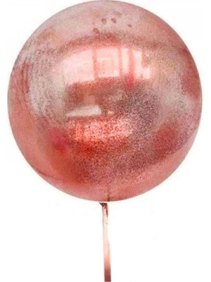 Çerçici Kırmızı Simli Yuvarlak Şeffaf Balon 24 Inç
