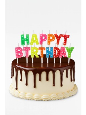 Çerçici Happy Birthday Renkli Mum