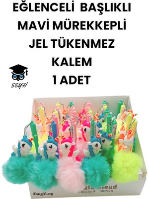 Seyfi Kırtasiye Eğlenceli Başlıklı Ince Uçlu Jel Tükenmez Kalem Mavi Mürekkep