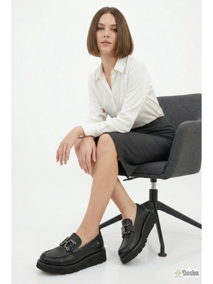 Mammamia Kadın Hakiki Deri Bağcıksız Ortopedik Mevsimlik Loafer Ayakkabı M27YA/3750