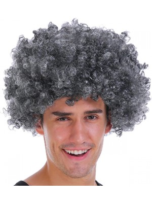 MiraLive Gri Renk Kabarık Bonus Peruk Afro Takma Saç (4887)