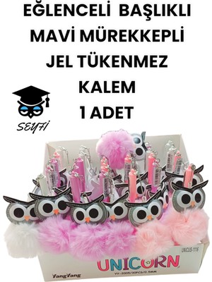 Seyfi Kırtasiye Eğlenceli Başlıklı Ince Uçlu Jel Tükenmez Kalem Mavi Mürekkep