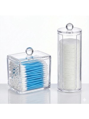 Çerçici Kulak Çubuğu ve Makyaj Pamuğu Organizeri Set