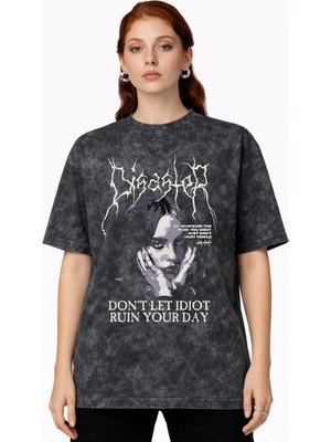 Sevbano Tasarım Billie Eilish Şarkıcı Baskılı Unisex Oversize Vintage Yıkamalı Tişört