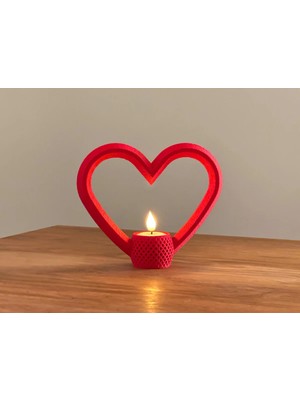 Silva Co Kalp Şeklinde Tealight Mumluk – Romantik Masa Dekoru + Hediye LED Mum