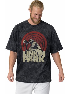 Sevbano Linkin Park Rock Metal Müzik Grubu Baskılı Unisex Oversize Vintage Yıkamalı Tişört