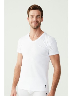 Erkek V Yaka Kısa Kollu 2'li Paket Tshirt Atlet 80194