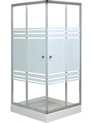 Sırduş 85X85X185 Kare Duş Kabini Desenli H:14 Monoblok Duş Teknesi Dahil