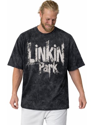 Sevbano Linkin Park Rock Metal Müzik Grubu Baskılı Unisex Oversize Vintage Yıkamalı Tişört