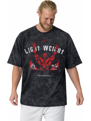 Sevbano Ronnie Coleman Light Weight Bodybuilding Fitness Baskılı Unisex Oversize Vintage Yıkamalı Tişört