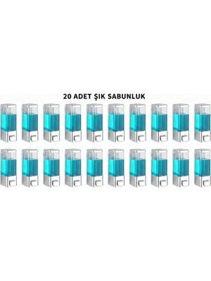 MAİN SHOP Duvara Monte Sabunluk Delme Gerektirmez Şeffaf Hazneli Basmalı Sıvı Sabunluk 350 ml 20 Adet M-53