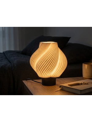 Designobee Krema - Modern Masa ve Gece Lambası – Ambiyans Lambası, Dekoratif LED Abajur, E14 Duy