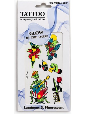 İğne İzi Fosforlu Karanlıkta Parlayan  Yapıştırma Geçici Dövme