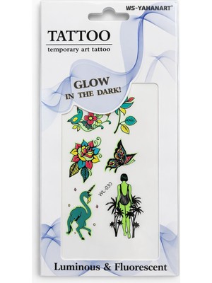 İğne İzi Fosforlu Karanlıkta Parlayan  Yapıştırma Geçici Dövme