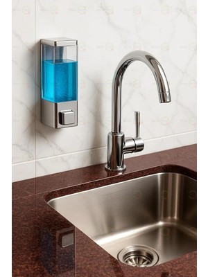 MAİN SHOP 1 Adet Vidalı Yada Yapışkanlı Banyo ve Mutfak Sabunluğu 350 ml Sızdırmaz Basmalı Düğme Tasarımı M-53