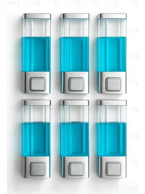 MAİN SHOP 6 Adet Yapışkan Veya Vidalı Seçenekli Doldurulabilir 350 ml Duvara Monte Manuel Sıvı Sabunluk M-53