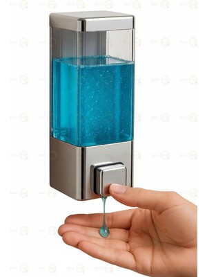 MAİN SHOP Duvara Monte Sabunluk Delme Gerektirmez Şeffaf Hazneli Basmalı Sıvı Sabunluk 350 ml 1 Adet M-53