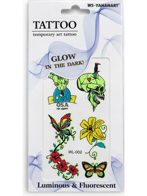 İğne İzi Fosforlu Karanlıkta Parlayan  Yapıştırma Geçici Dövme