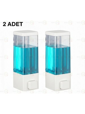 MAİN SHOP 2 Adet Duvara Monte Sabunluk Delme Gerektirmez Şeffaf Hazneli Basmalı Sıvı Sabunluk 350 ml M-53