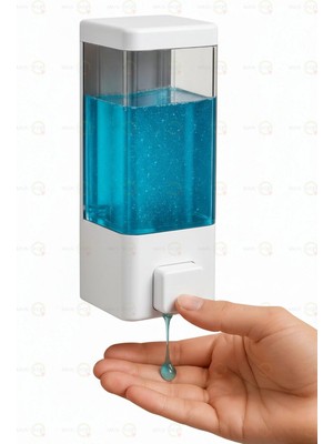 MAİN SHOP Duvara Monte Sabunluk Delme Gerektirmez Şeffaf Hazneli Basmalı Sıvı Sabunluk 350 ml 1 Adet M-53