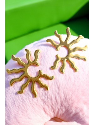 Katilus Gold Renk Fiyonk Küpe Kadın Takı