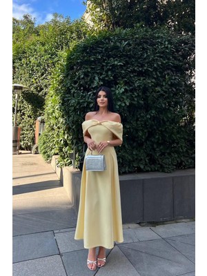 MBK Fashion Düşük Omuz Şık Uzun Abiye Elbise